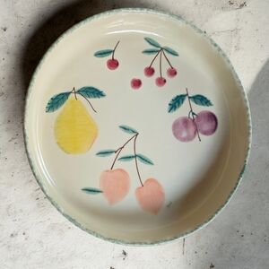 VINTAGE HARTSTONE Pottery 11" Deep-Dish Baking Serving Plate Fruit Salad Pattern